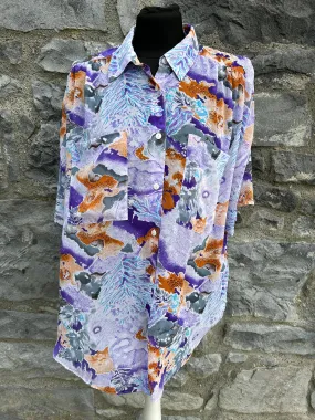 80s purple&rusty corals shirt uk 16-18