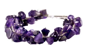 Amethyst and Solid Sterling Silver designer Bracelet