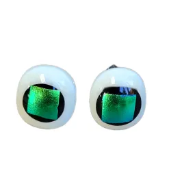 Artisan Glass stud earrings Green and white