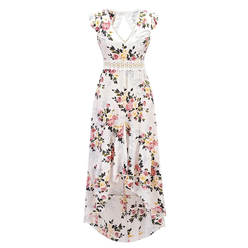 Asymmetrical Floral Print Summer Dress