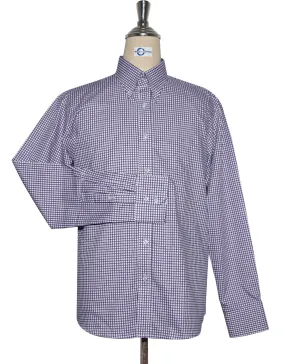 Button Down Shirt - Purple Gingham Check Shirt