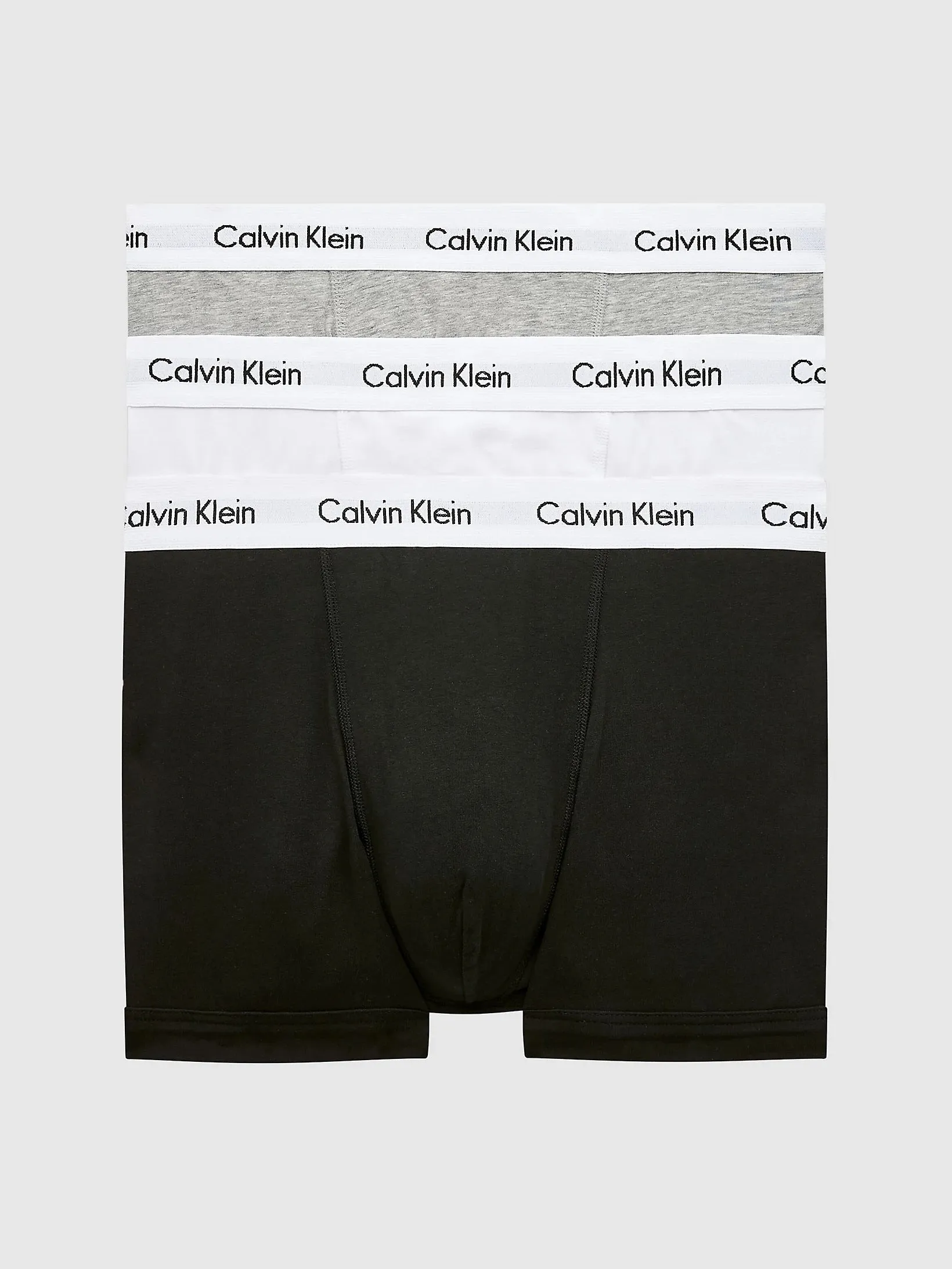 Calvin Klein 3 Pack Cotton Stretch – Low Rise Trunks ( Black / White / Grey )