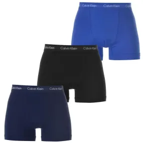 Calvin Klein 3 Pack Cotton Stretch - Normal Rise Trunks - Black / Blue / Navy