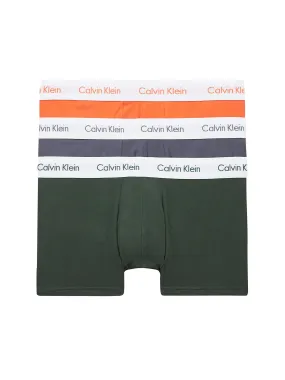 Calvin Klein 3 Pack Low Rise Trunks - Cotton Stretch - Jungle Leaf / Soot / Orange