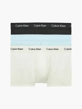 Calvin Klein 3 Pack Low rise Trunks - Cotton Stretch ( Rain Dance  /  Black / Ivory )