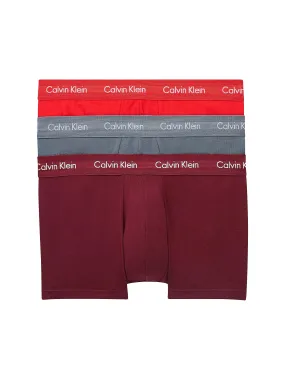 Calvin Klein 3 Pack Low Rise Trunks Men's  – Wave Light Red / Pewter / Winterberry