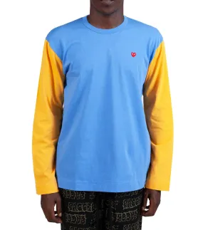 CdG PLAY Bi-Color Long Sleeve T-Shirt Blue