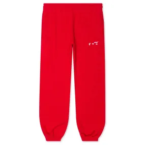 Diag OW Logo Shorten Sweat Pant - Red/White