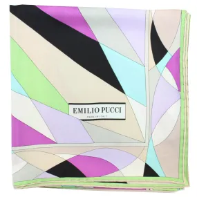 Emilio Pucci Twill Silk Scarf Fuchsia Tan Lilac Lime - 36 Inch Square Foulard