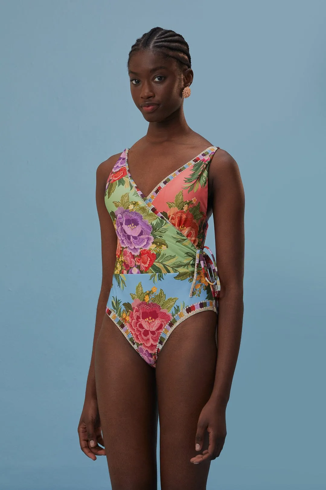 Flower Scarves One Piece Swimsuit