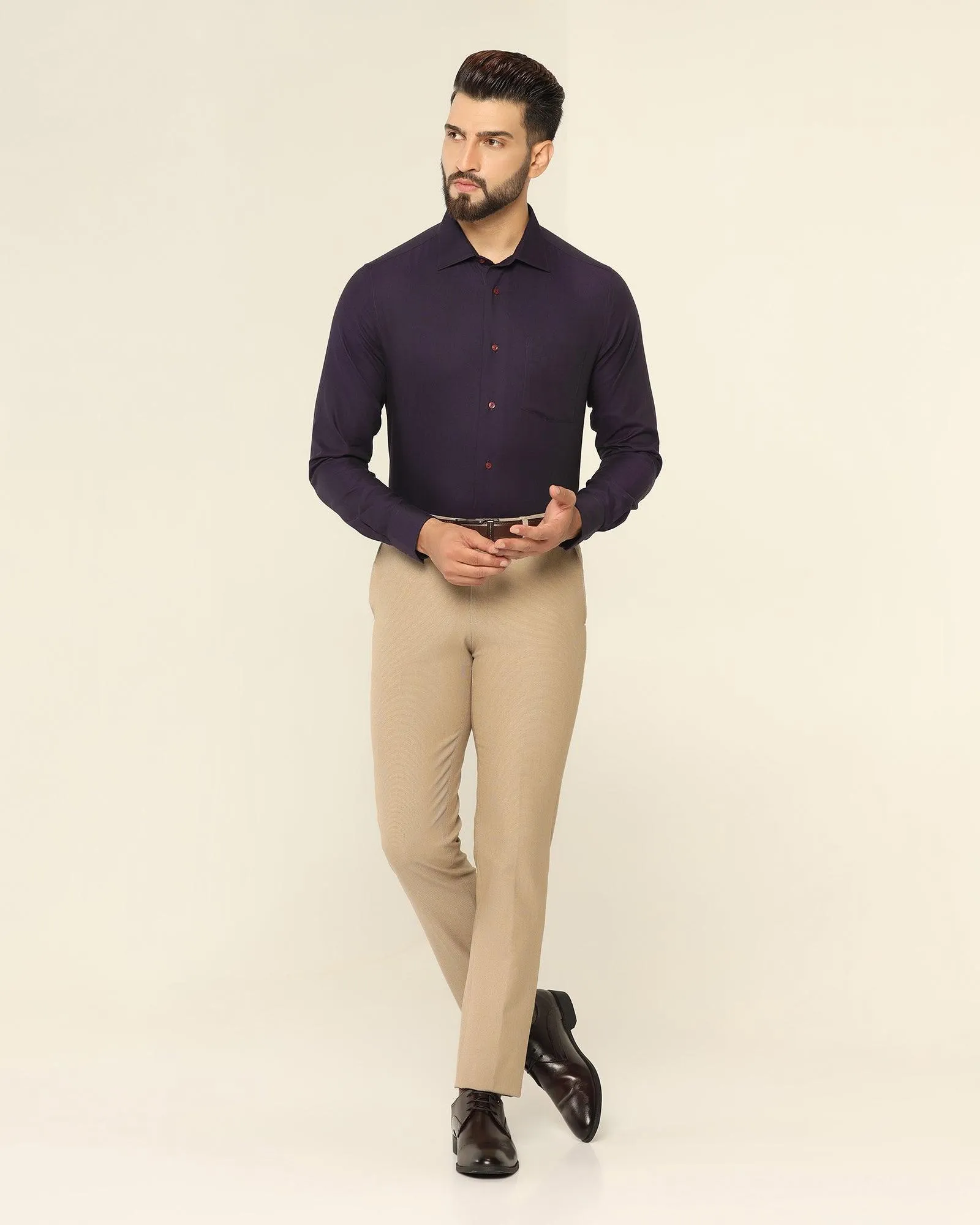 Formal Purple Textured Shirt - Setal