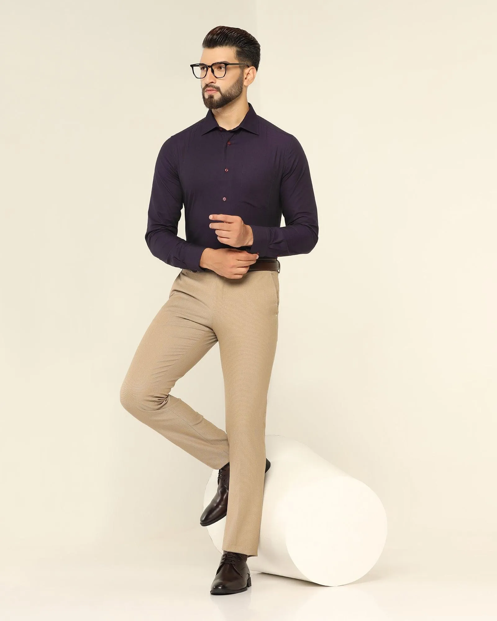 Formal Purple Textured Shirt - Setal