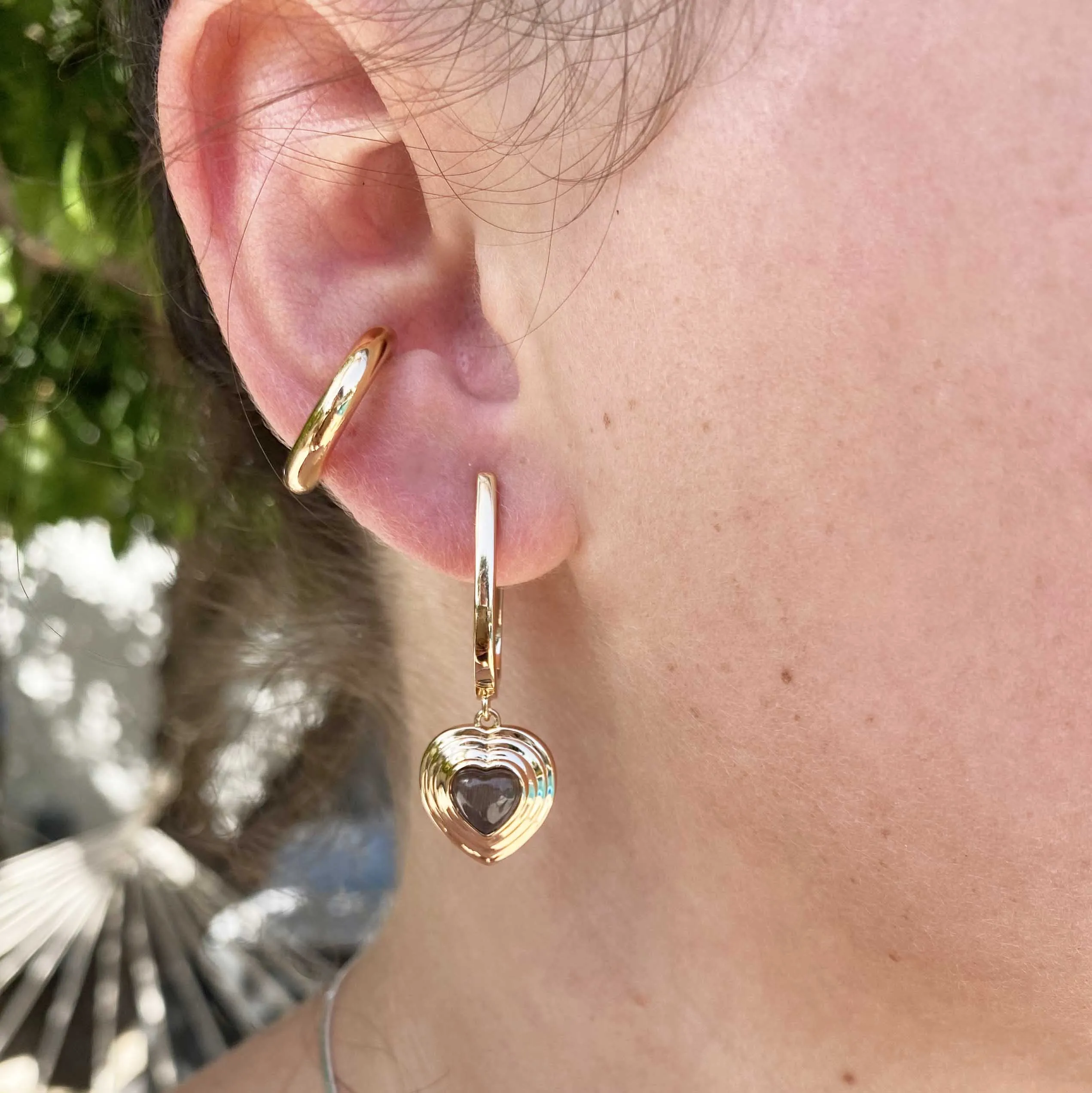 Heart of Stone Hoop Earrings- Moonstone