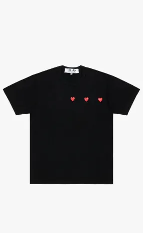 HORIZONTAL 3 HEART BLACK T-SHIRT