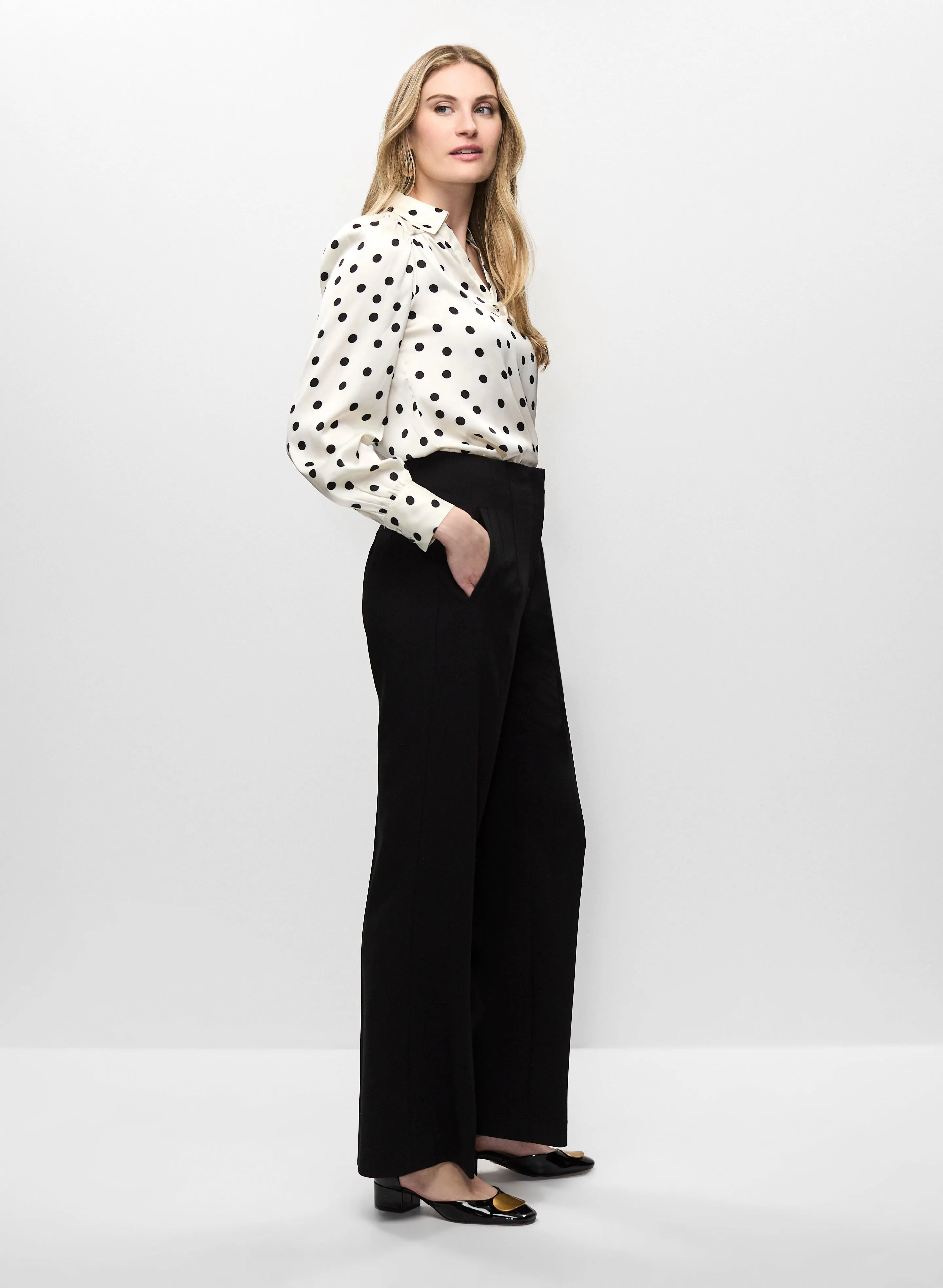 Long Sleeve Polka Dot Blouse