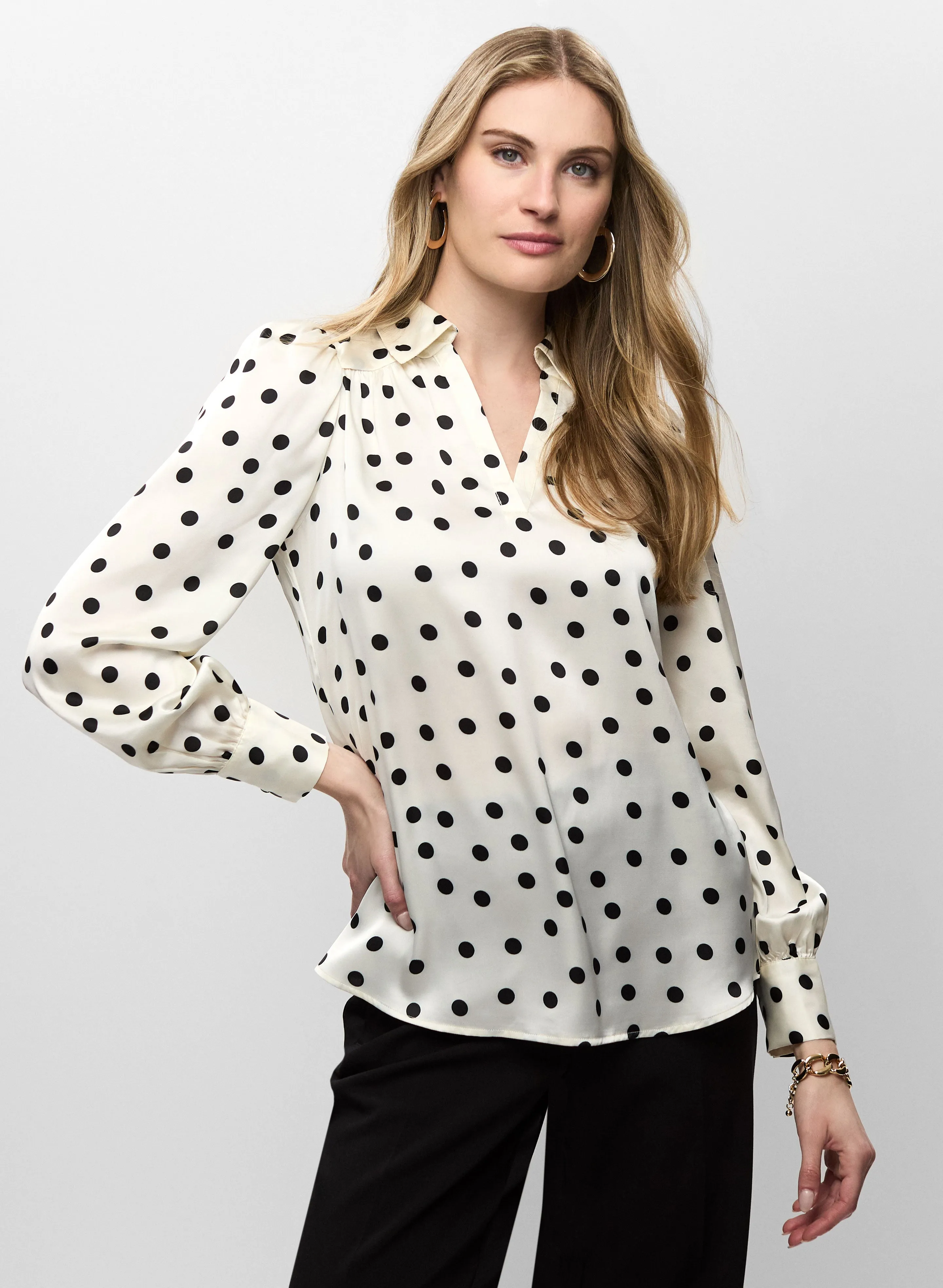 Long Sleeve Polka Dot Blouse