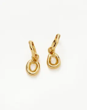 Molten Gemstone Doughnut Charm Mini Hoop Earrings | 18ct Gold Plated Vermeil/Rainbow Moonstone