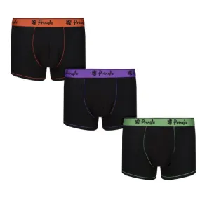 Pringle 3 Pack Cotton Stretch Men's Trunk - Black with Coloured Waistband