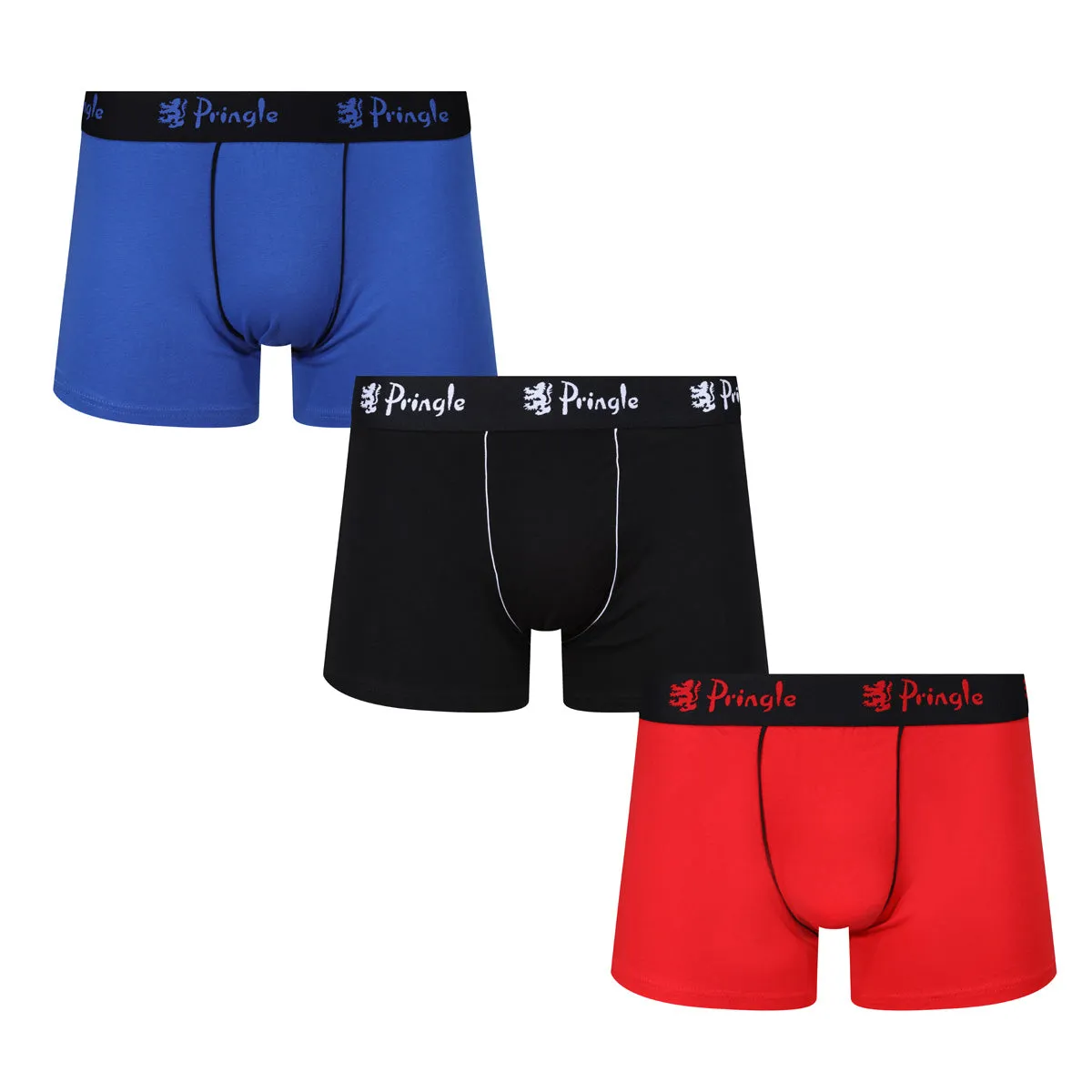 Pringle 3 Pack Cotton Stretch Men's Trunk - Red/Blue/Black