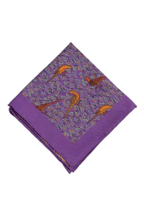 Purple Reversible Pheasant & Paisley Silk Pocket Square