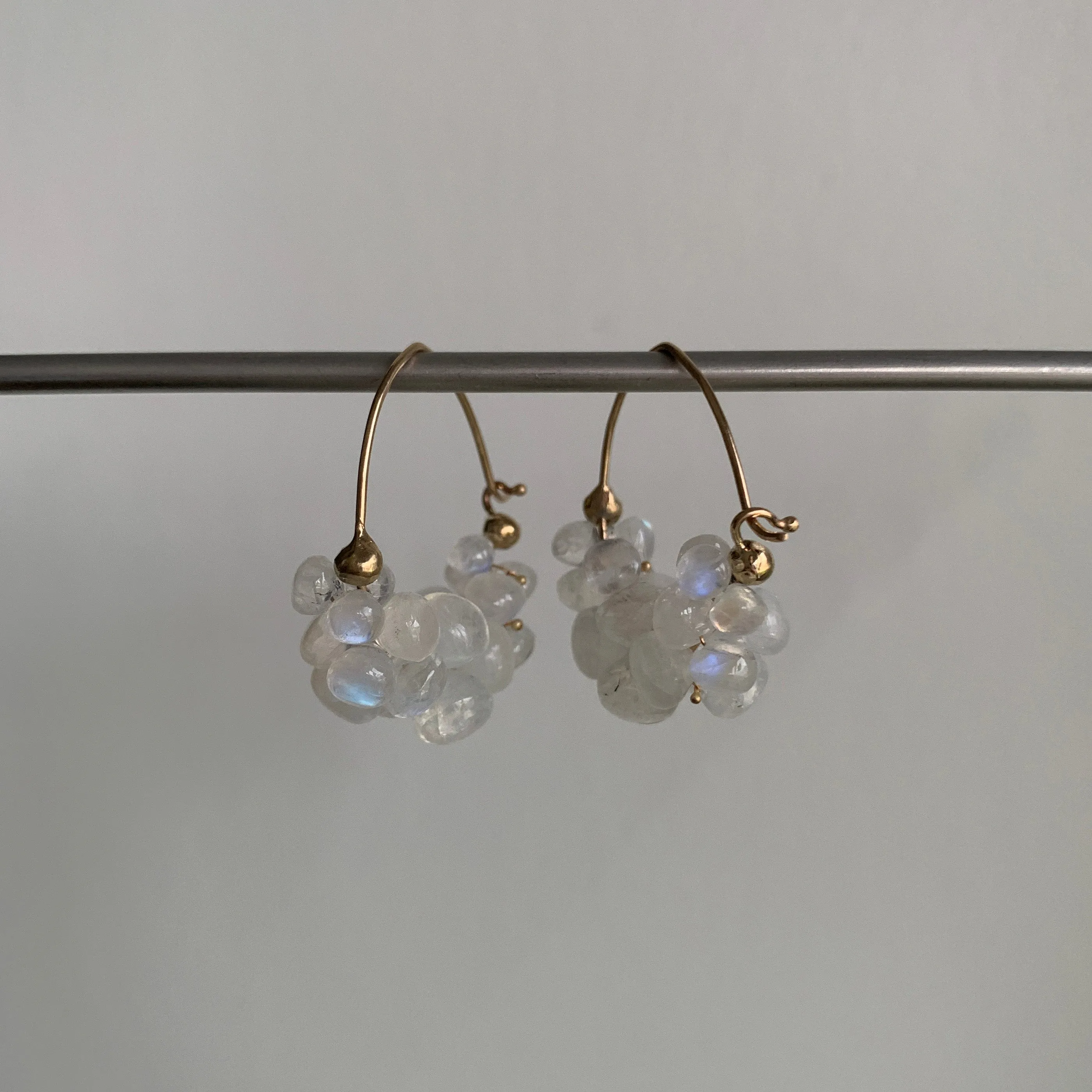 Rainbow Moonstone Cloud Hoop Earrings