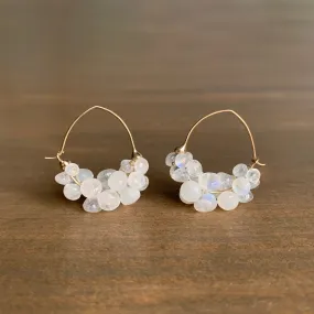 Rainbow Moonstone Cloud Hoop Earrings