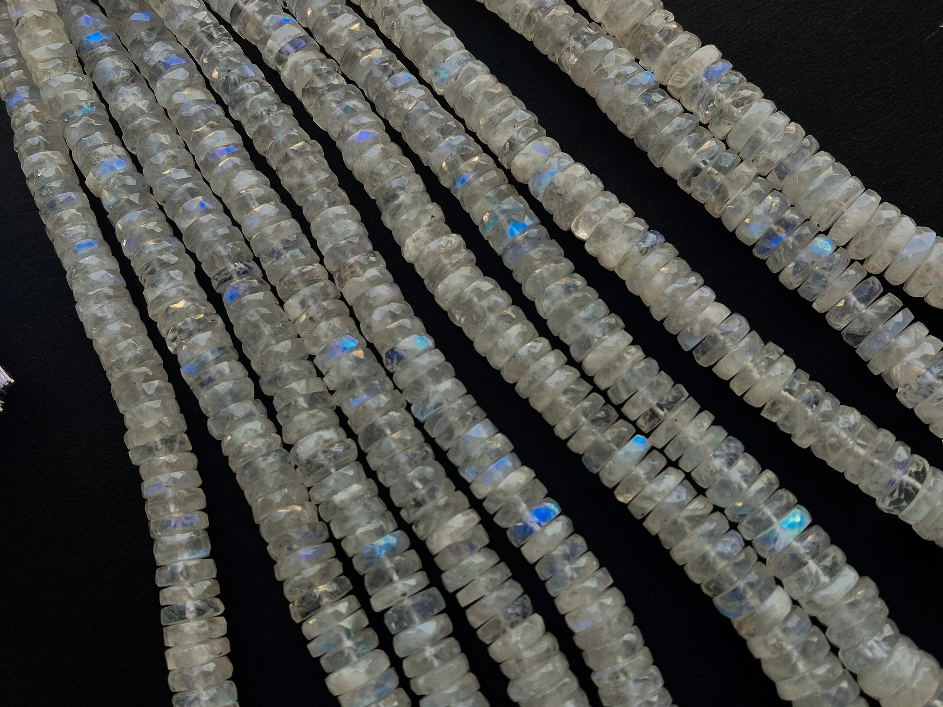 Rainbow Moonstone Faceted Heishi Shape Beads