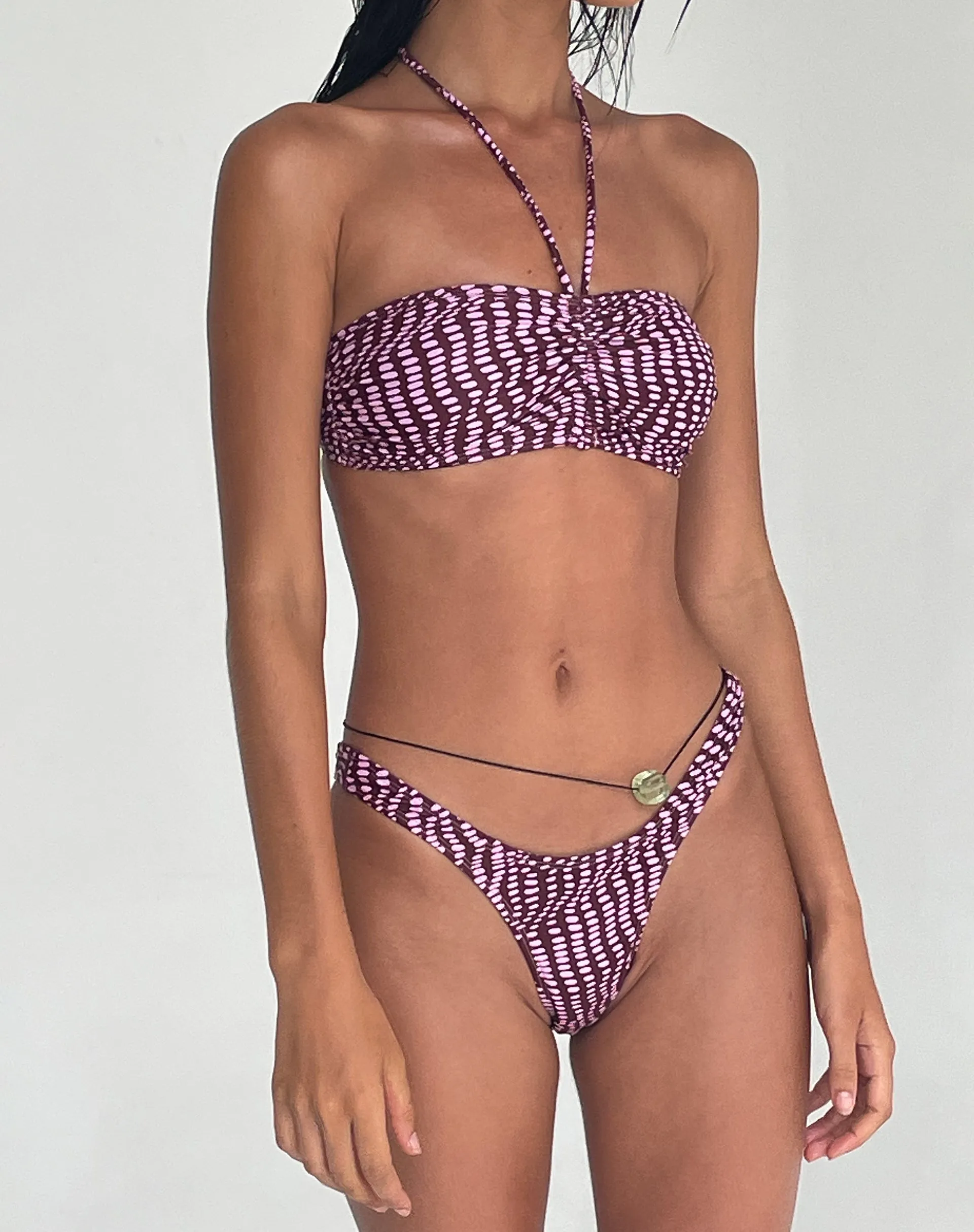 Raqui Bikini Top in Purple Irregular Polka