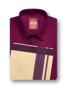 Rolex Color Shirts & Tissue Single Dhoti Set - Pansy Purple