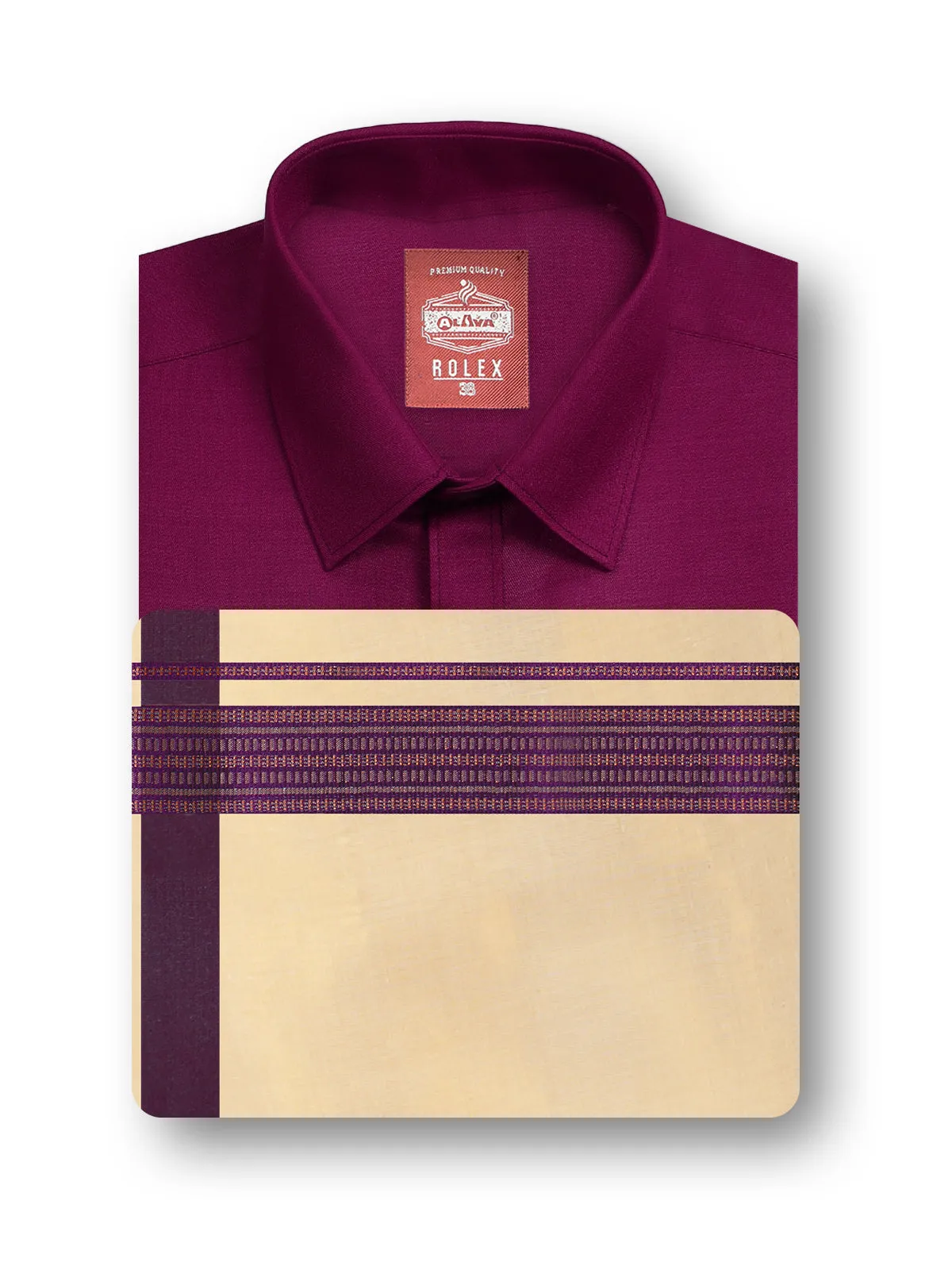 Rolex Color Shirts & Tissue Single Dhoti Set - Pansy Purple