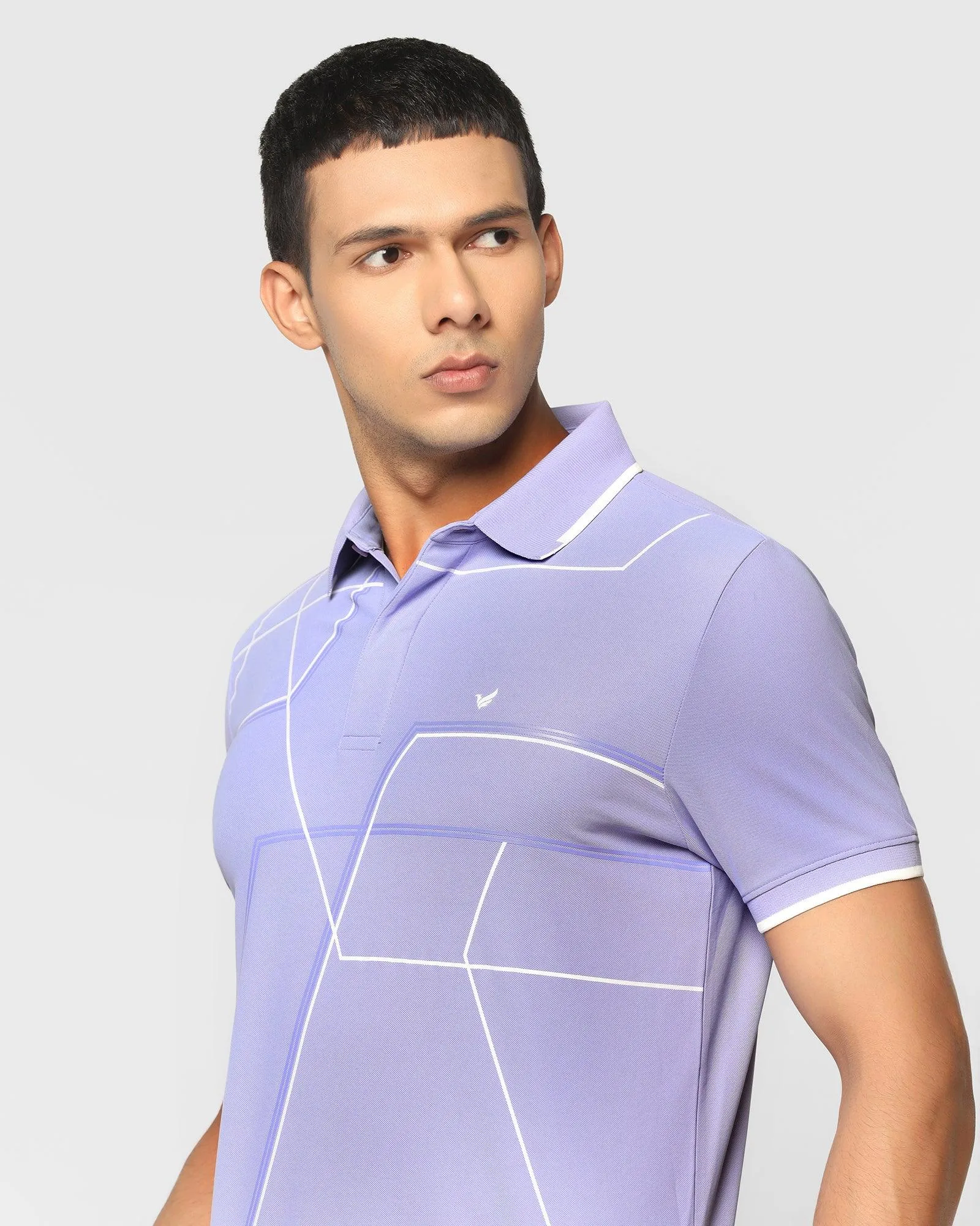 TechPro Polo Lilac Purple Printed T-Shirt - Cross