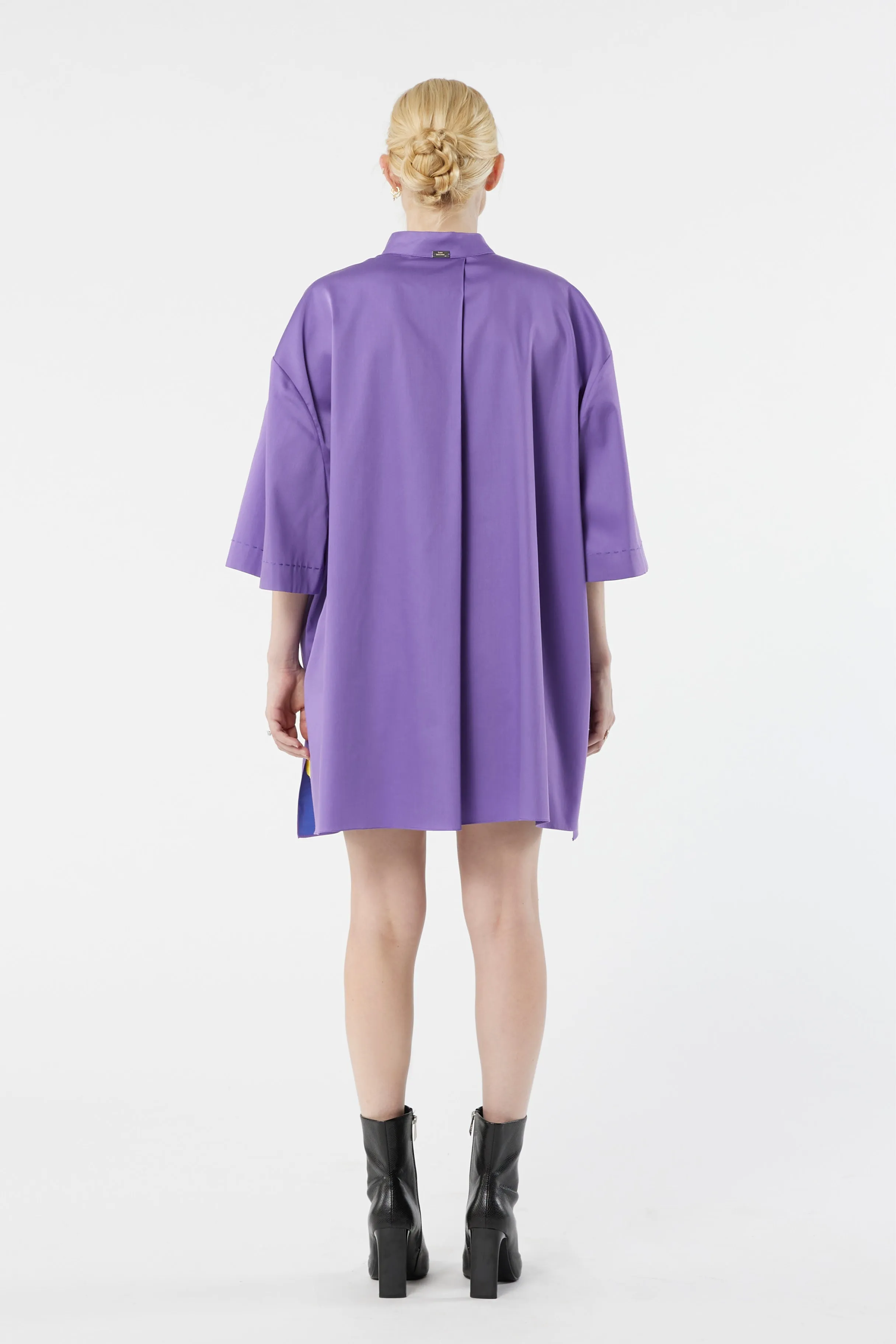 TUXEDO purple - cotton oversized shirt dress