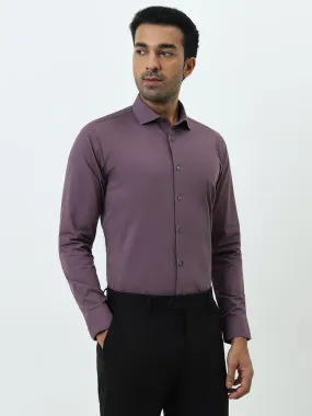 WES Formals Dusty Purple Ultra Slim-Fit Cotton Blend Shirt