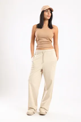 WIDE LEG JOGGERS - BEIGE