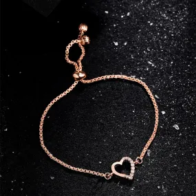 Yellow Chimes Bracelet for Women & Girls Fashion Rosegold Pearl Bracelets for Women | RoseGold Plated Heart Shaped Chain Bracelet | Birthday Gift For Girls & Women Anniversary Gift for Wife